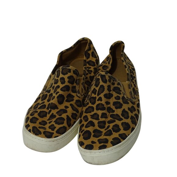 1994 Brand Brown Leopard Print Slip-On Sneakers Loafer Women Size 6 Casual Shoes - Picture 1 of 6